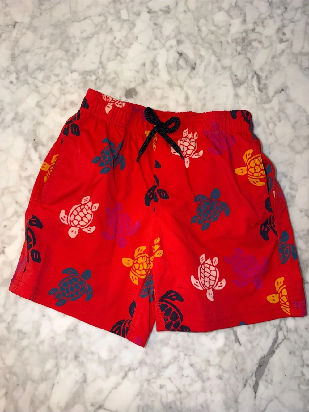 Vilebrequin Red Turtle Print Swim Trunks 8Y